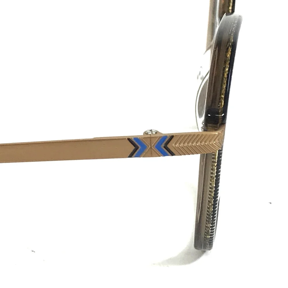 BOZ Eyeglasses Frames IXELLE 0020 Brown Blue Striped Matte Gold 53-18-135